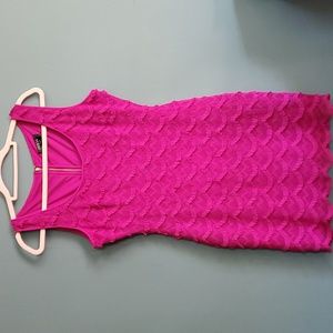 Barbie pink sleevesless fringe mini dress 6